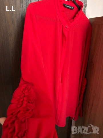 Zara Basic дамска риза в червено, снимка 5 - Ризи - 53140339