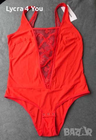 M/L ново с етикет дамско червено боди с ликра и тюл, снимка 5 - Бельо - 40841449
