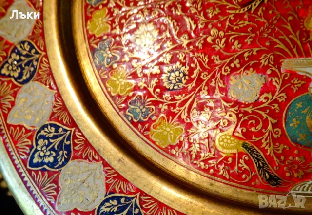 Английски бронзов поднос,плато,пано,клетъчен емайл. , снимка 3 - Антикварни и старинни предмети - 33341329