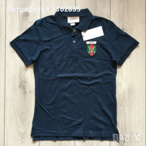 НОВА тъмно синя памучна поло тениска яка якичка GUCCI  Гучи размер XXL