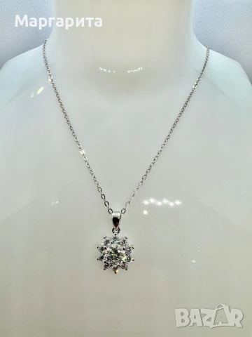 Сребърно колие с мойсанит (диамант)1 карат, снимка 12 - Колиета, медальони, синджири - 53205726
