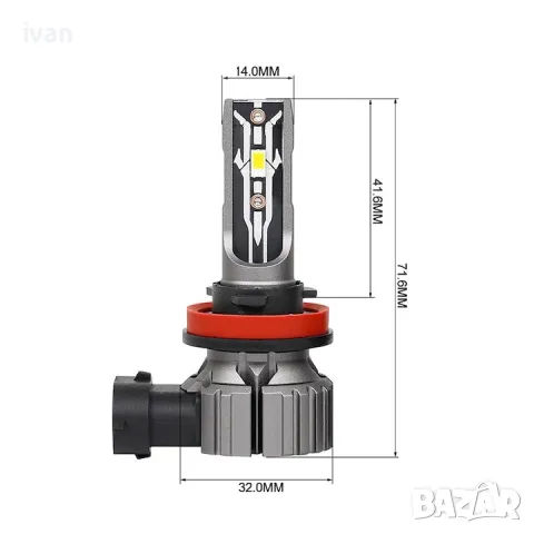 Комплект от 2 автомобилни led крушки H7, 6000k (бяла светлина), 15000LM, 100W DC 9-32V, canbus

, снимка 3 - Аксесоари и консумативи - 49931683