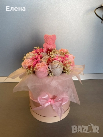 красив букет от соеви рози, снимка 2 - Декорация за дома - 52747629