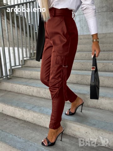 Дамски модни панталони от PU кожа, 5цвята, снимка 9 - Панталони - 43750603