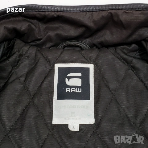 G-STAR RAW Bomber Мъжко Кожено Яке с Хастар Ватирано Бомбър S, снимка 9 - Якета - 53606373