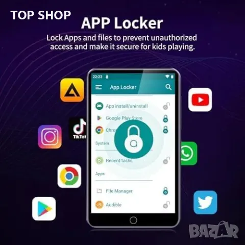 Fanvace 80GB MP3/MP4 плейър с Bluetooth WiFi, Android, 2000mAh с 4" сензорен екран и високоговорител, снимка 7 - MP3 и MP4 плеъри - 49500160