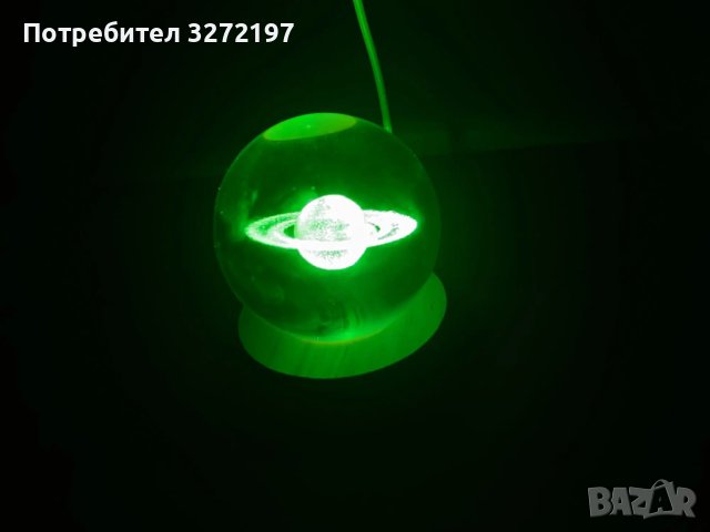 LED Светеща кристална топка/лампа,3D сензорна-Планета Сатурн, снимка 7 - Настолни лампи - 43134514