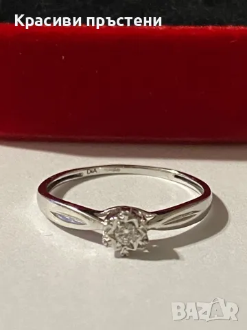 Дискретен златен пръстен с диамант – 9 кр, 1.07 гр, снимка 3 - Пръстени - 50181825