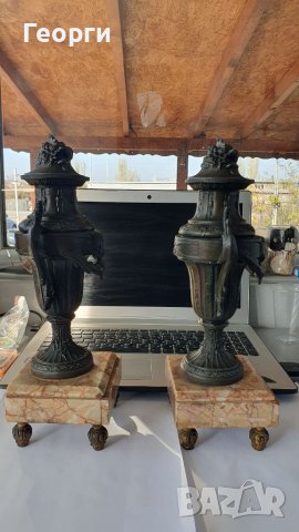 Красиви антикварни френски вази- гарнитури декорация- камина , снимка 4 - Антикварни и старинни предмети - 38695954