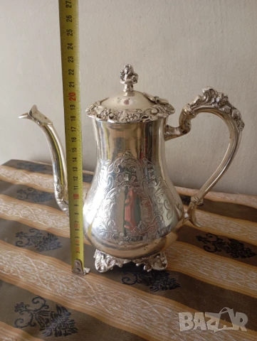 Посребрен месингов чайник, снимка 4 - Антикварни и старинни предмети - 50828870