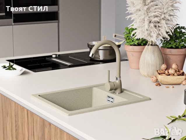 Кухненска Мивка от гранит модел РИГА премиум 400 x 500 mm бежов цвят, снимка 5 - Други - 32814289