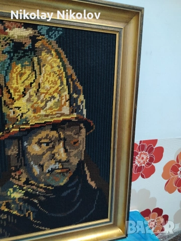 Гоблен "Човекът със златния шлем 1650", снимка 3 - Гоблени - 53331370