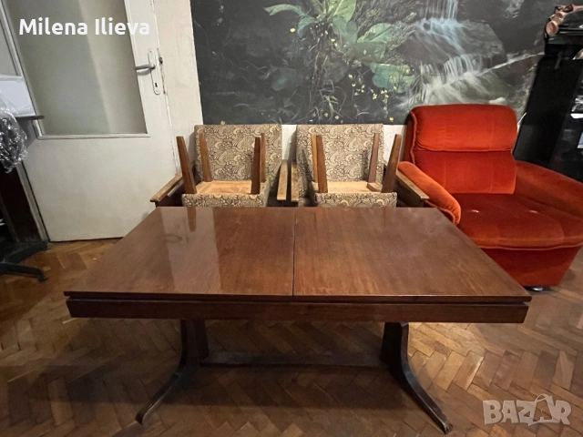 Ретро комплект 2 фотьойла + 2 табуретки + холна маса – 150 лв, Стара Загора, снимка 6 - Дивани и мека мебел - 52178796