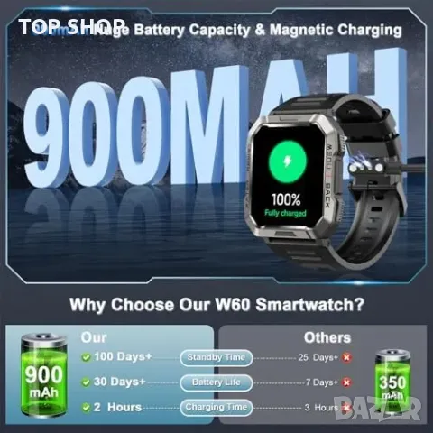 Нов IP68 водоустойчив мъжки смарт часовник с HD дисплей и SpO2 монитор, снимка 2 - Смарт гривни - 49498245