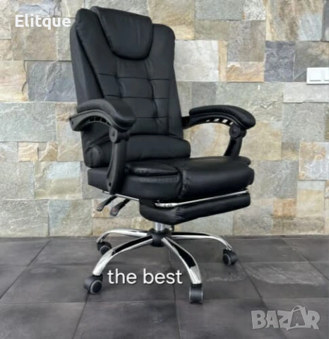 Ергономичен въртящ се офис стол с масаж и поставка за крака, снимка 4 - Столове - 53189526