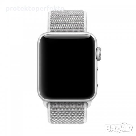 Текстилна каишка band за Apple Watch 7, 6, 5, 4, 3 - велкро бял  цвят, снимка 2 - Смарт часовници - 32356983