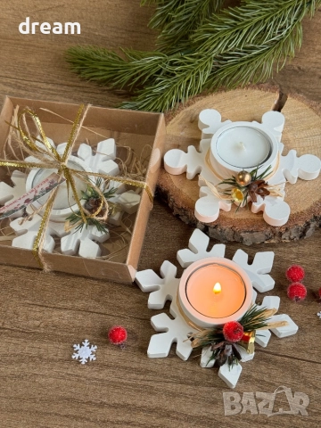 Коледен свещник “Снежинка”, снимка 2 - Декорация за дома - 52076427