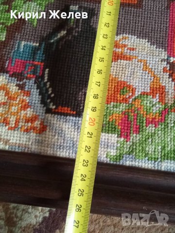 СТАР ГОБЛЕН ПРАЗНИЧНА НОВОГОДИЩНА ТРАПЕЗА ГЕРМАНИЯ в ДЪРВЕНА РАМКА 30916, снимка 2 - Гоблени - 37791629