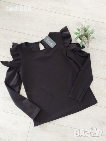Разпродажба Нова черна блузка, снимка 1 - Блузи с дълъг ръкав и пуловери - 40193392