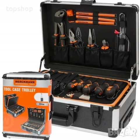 Чисто нов, в оригиналната запечатка! Комплект инструменти Werckmann, 104 части, алуминий, 46 см..., снимка 5 - Гедорета - 51637858
