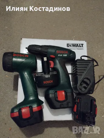 Bosch 12 v винтоверт, фенер, 4 батерии и зарядно