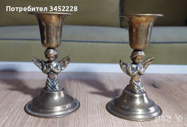 свещници месинг два броя за ценители 