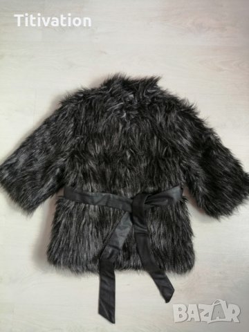 Палто с еко косъм-черно, снимка 2 - Палта, манта - 28692316