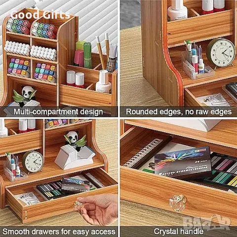 Функционален Дървен органайзер за Бюро, снимка 4 - Етажерки - 49119389