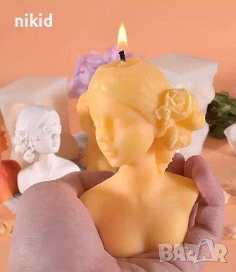 Дама красива жена с маска лице кок глава силиконов молд форма фондан смола свещ восък глина сапун , снимка 8 - Форми - 35811373