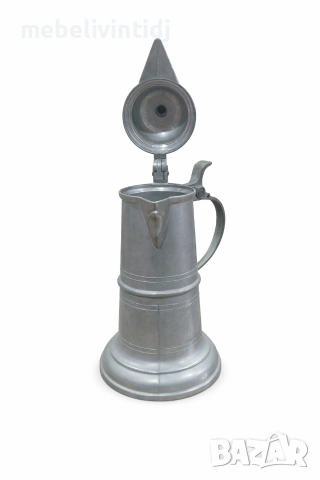 Калаена кана с капак в средновековен стил, снимка 2 - Антикварни и старинни предмети - 53598294