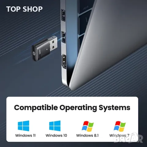 UGREEN USB Bluetooth адаптер за компютър, 5.0 Bluetooth донгъл приемник [Windows 11/10/8.1 без драйв, снимка 6 - Захранвания и кутии - 49156850