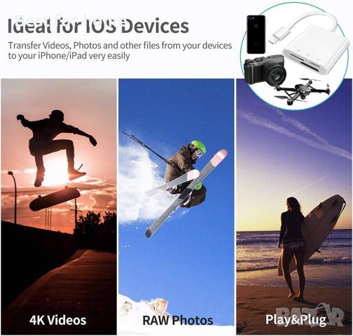 Четец на карти SD/Micro за iPhone/iPad, 3 в 1, снимка 7 - Други - 43042659