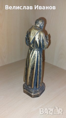 Стара колекционерска статуетка на Падре Пио 21 см от смола. Бронзов ефект., снимка 5 - Колекции - 43135745