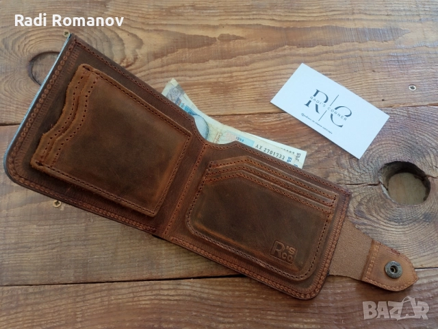 Ръчно изработен мъжки кожен портфейл , снимка 3 - Портфейли, портмонета - 52404473