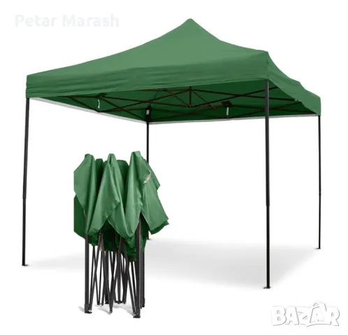 Зелена Сгъваема Градинска Шатра 3×3м тип Хармоника – стабилна, водоустойчива и лесна за разпъване, снимка 3 - Други - 50365686