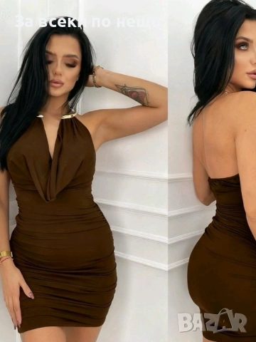 Детска Къса Сатенена Рокля Със Секси Деколте - Налични Различни Цветове Код Pink10, снимка 2 - Рокли - 53569644