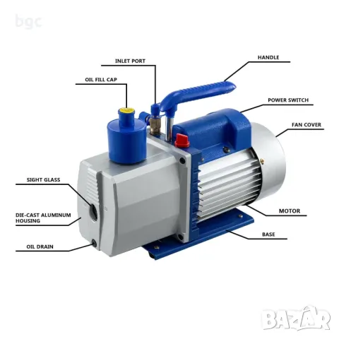 Нова ДвуКамерна 2-Стъпкова Вакуумна помпа с капацитет 13.6 м3/час 1к.с хладилен HVAC вакуумна помпа, снимка 3 - Други машини и части - 48266294
