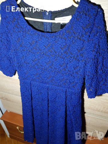 Синя рокля на марката Lucy fashion с дантелени мотиви, снимка 3 - Рокли - 37582555