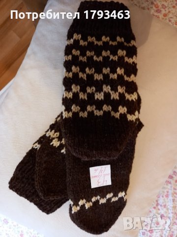 Ръчно плетени мъжки чорапи от вълна, размер 43, снимка 2 - Мъжки чорапи - 43031845