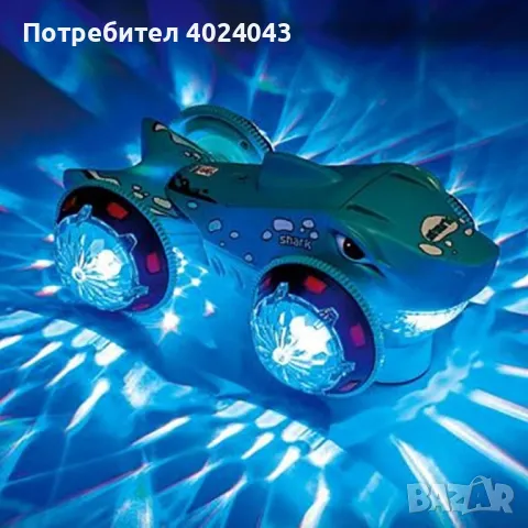 Детска музикална кола - акула със светещи гуми