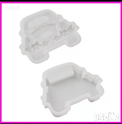 3D Сватбен Автомобил Love с цветя 2 части силиконов молд форма фондан шоколад гипс смола сватба, снимка 2 - Форми - 51022953