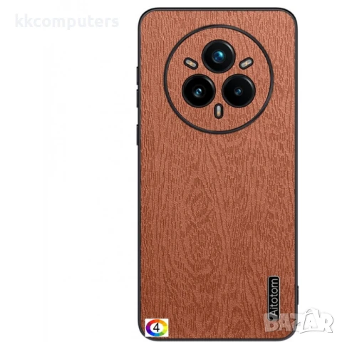 Realme 14 Pro 5G Удароустойчив Wood Texture PU Leather/ Coated PC TPU Кожен Калъф и Протектор, снимка 2 - Калъфи, кейсове - 50701530
