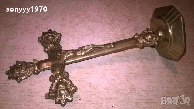 кръст с христос-21х11х8см-мед/месинг-внос швеция, снимка 3 - Колекции - 27181727