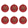 Комплект коледни топки за елха – червени със златна снежинка, Ø8 см – 6 броя_1084957, снимка 1