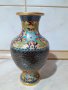 Cloisonne Клоазоне стара прекрасна ваза бронз клетъчен емайл, снимка 4