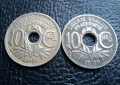 Стара монета 10 сантима 1926 г. и 1929 г.Франция - топ !, снимка 1