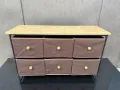 Скрин с 6 текстилни чекмеджета и дървен плот, снимка 1