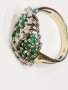 Дамски златен пръстен,брилянти и изумруди-Продаден, снимка 3