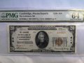 RARE $ 20 DOLLARS 1929 Type 2 The LECHMERE CAMBRIDGE PMG64 CHARTER 614