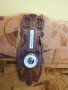 Стар дърворезбован барометър с термометър , снимка 1 - Стенни часовници - 33605033